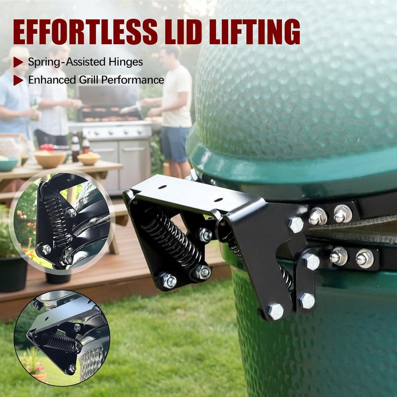 Vankey Hinge Assembly for Large Big Size Green Egg Grill – Powder Coated Steel Replacement Hinges with Spring, Durable & Weather-Resistant Hinge Kit for Large Green Egg（L-One-Piece） - Image 5